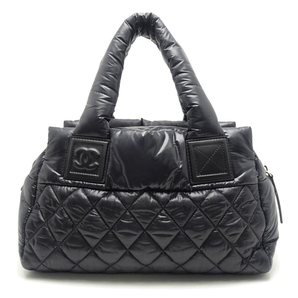 Chanel Coco Coon Tote Bag Nylon Black Silver Metal Fittings